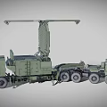 Green Military Radar Vehicle With Large Antenna And Heavy Duty Wheels