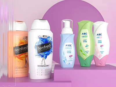 Bathroom Small Accessories With Bottled Care Products In Various Colors And Styles 3d model