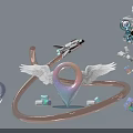 Inflatable Model With Wings Location Pin Metallic Ring And Geometric Shapes