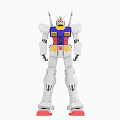 White Blue Red Yellow Gundam Model Featuring Mechanical Armor And Antenna