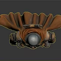 Detailed Fantasy Armored Warrior With Silver Helmet Brown Cape And Metallic Armor