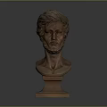 Bronze Male Bust Sculpture With Square Pedestal On Dark Background