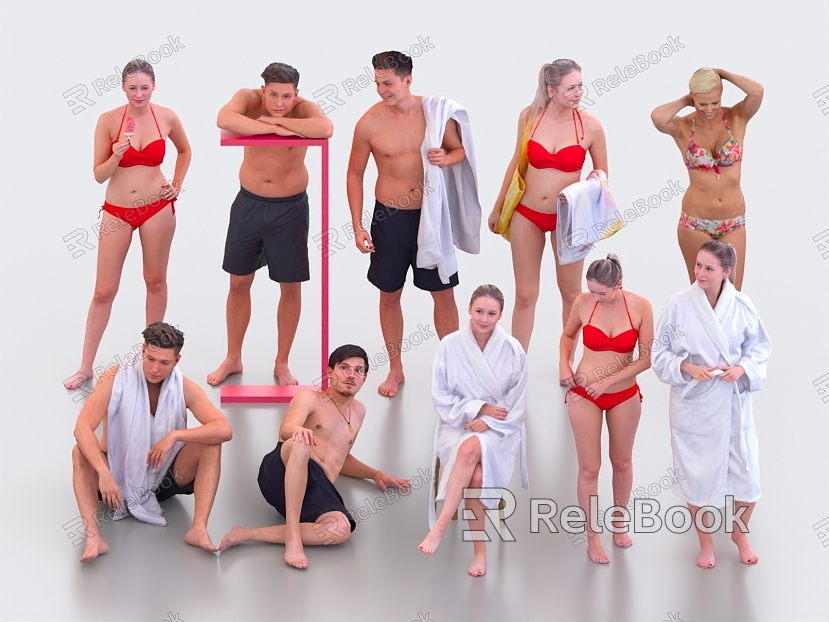 Multi-person bathing person swimming person bikini beauty man woman beach person beach person model