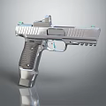 Sleek Modern Silver Handgun With Textured Grip And Metallic Barrel Design Features 3d model