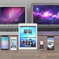 Laptops Tablet Smartphones And Smartwatch With Colorful Screen Displays And Wallpapers