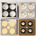 Square Recessed Light Fixtures Featuring Multiple Bulbs And Various Metal Frames 3d model
