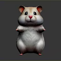 Cute Standing Hamster Game Movie Character with White Pink Fur 3D Rendered Design