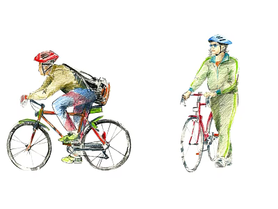Outdoor Active Men Cycling And Standing With Bicycles Wearing Helmets And Sportswear 3d model