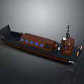 Detailed Brown Boat 3D Model With Blue Windows And Deck Design 3d model
