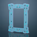 Illuminated Photo Frame With Neon Blue Decorative Patterns And Modern Design 3d model