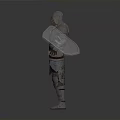 Man In Detailed Medieval Knight Armor With Metallic Shield Standing Pose 3d model