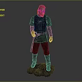 Game Movie Character Medieval Armored Warrior With Long Hair Beard Holding Sword On Stone Base