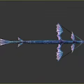 Mythical Blue Purple Dragon With Long Scaly Body Multiple Glowing Wings Fish Like Tail Fins
