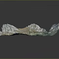 Scenic 3D Natural Landscape Model With Mountain Range And Green Valleys
