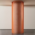 Orange Grid Pattern Column In Modern Interior With Light Walls And Floor 3d model