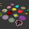 Colorful Geometric Design Elements With Various Shapes And Bright Colorful Patterns
