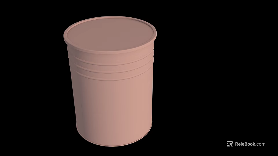 Pink Cylindrical Container With Horizontal Ribbed Design And Smooth Functional Surface 3d model 