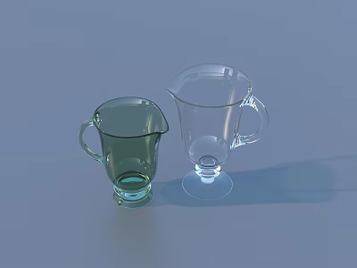 Green And Transparent Glass Water Pitchers With Handles For Daily Household Use 3d model
