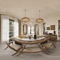 Warm Natural Living Dining Room With Wooden Furniture Beige Sofa And Potted Plant