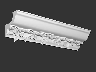 White Decorative Component With Carved Leaf And Vine Patterns For Architectural Use 3d model
