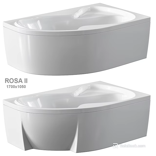 Rosa II White Bathtub Design With 1700x1650 Dimensions And Modern Sleek Style 3d model 