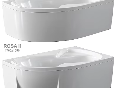 Rosa II White Bathtub Design With 1700x1650 Dimensions And Modern Sleek Style 3d model
