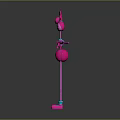 Pink Abstract Cartoon Character With Long Limbs And Curly Head Design