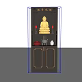 Traditional Black Buddhist Shrine Cabinet With Golden Buddha Statue Red Candles And Storage Doors