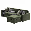 Light Gray and Dark Green Multi Seater Sofa with Multiple Decorative Pillows and Cozy Throws 3d model