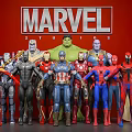 Marvel Studios Superhero Characters Standing Together As Team With Action Figures Collection