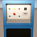 Two Blue Industrial Equipment Machines With Control Panels And Rolling Wheels