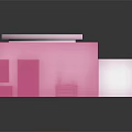 Cartoon Style Living Room With Pink Walls Red Chair Sofa Coffee Table And Wooden Floor