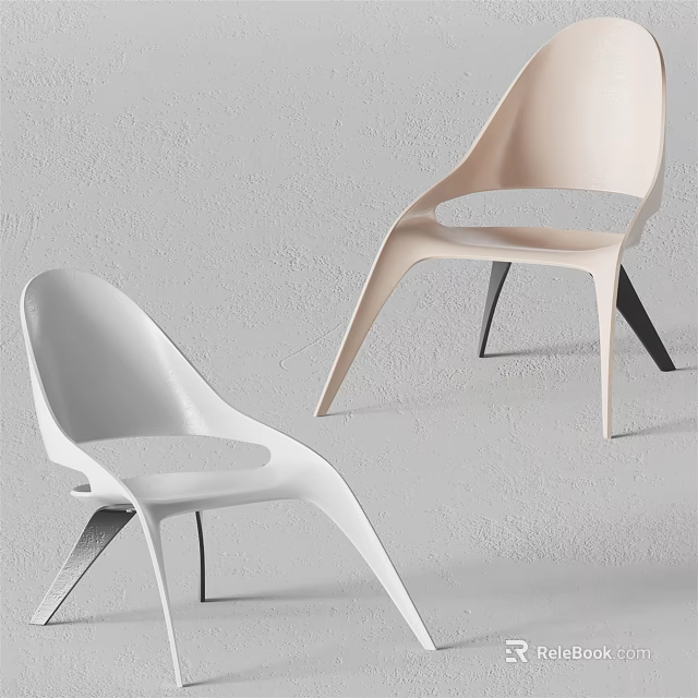 Modern Leisure Chairs With Sleek Streamlined Design And Metallic Legs In Neutral Tones 3d model 
