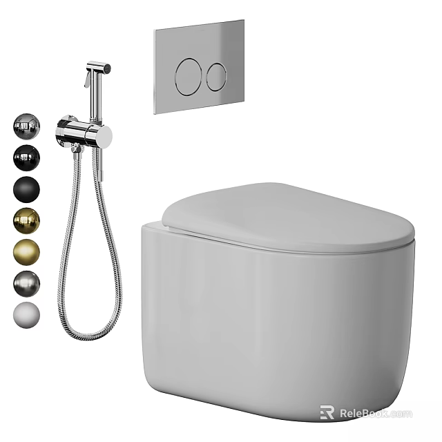 Modern Bathroom Toilet With Bidet Spray And Control Panel Design 3d model 