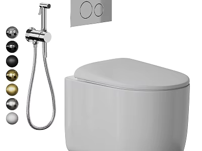 Modern Bathroom Toilet With Bidet Spray And Control Panel Design 3d model