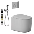 Modern Bathroom Toilet With Bidet Spray And Control Panel Design
