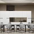 Modern Public Office Space With Open Layout Desks Chairs Glass Partitions And Natural Light