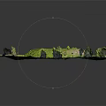 Green Grass And Plants Covered Mound With Surrounding Trees In Miniature Landscape