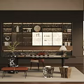 Elegant Tea Room Interior With Wooden Tables Tea Sets Decorative Shelves And Potted Plants