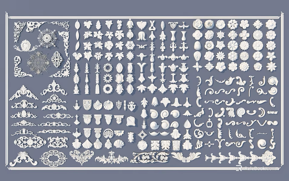 Ornate Carving Patterns Featuring Various Traditional And Decorative Designs 3d model