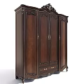 Traditional Brown Wooden Wardrobe With Ornate Carved Details And Classic Design Finish