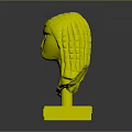 Stylish Furniture Display Stand With Yellow Base Holding Dame Sculpture Head Decor