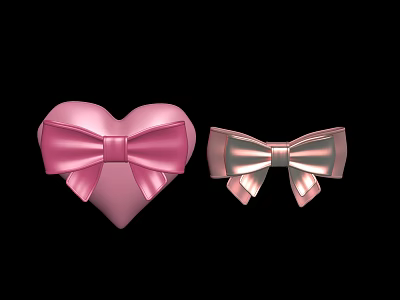 Modern Bow Bow Combination Satin Love Fabric Decoration Gift Box Satin Bow 3d model