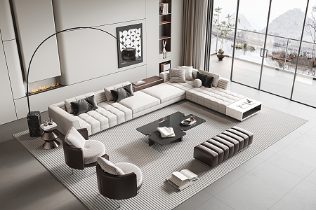 Modern Minotti Sofa Coffee Table Combination 3d model