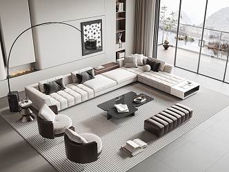 Modern Minotti Sofa Coffee Table Combination 3d model