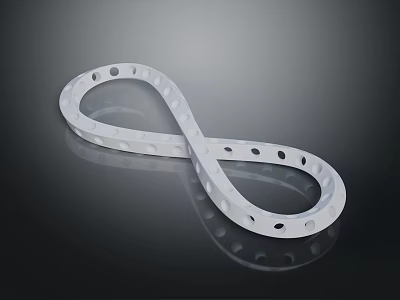 White Circular Loop With Holes Forming Infinity Shape Design Element 3d model