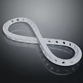 White Circular Loop With Holes Forming Infinity Shape Design Element
