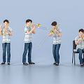 Modern men's musical instruments playing trombone ensemble playing trombone instruments playing trombone small size boys ensemble 3d model