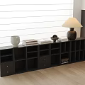 Modern Entryway Cabinet Sideboard With Multiple Compartments Drawers And Decorative Vase Books Table Lamp