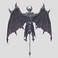 Demonic Fantasy Game Movie Character With Horns Wings And Scepter